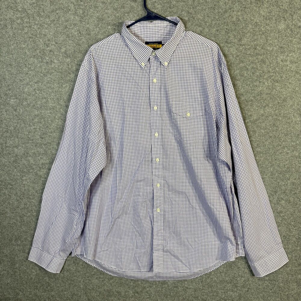 Ralph Lauren Rugby Men's Purple and White Checked Button Up Dress Shirt Size XXL